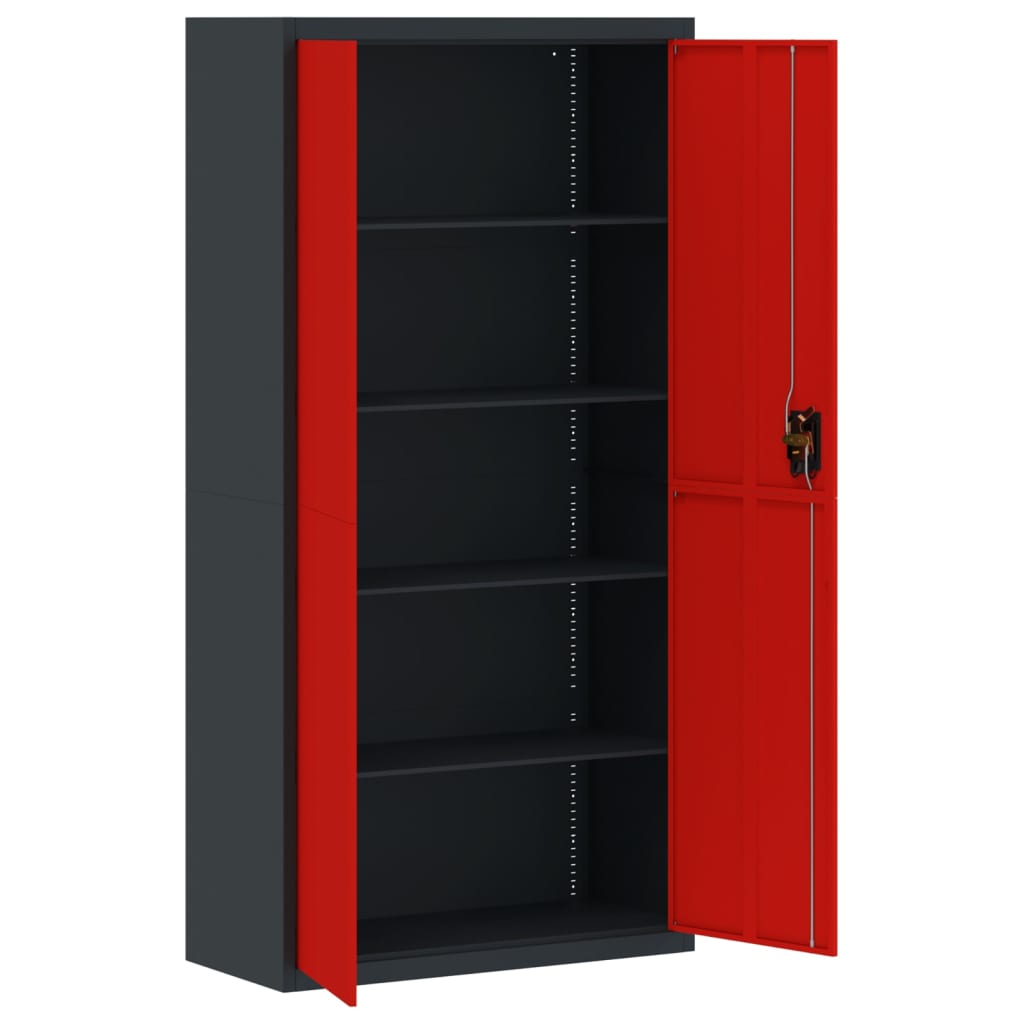 Armadio Classificatore Antracite e Rosso 90x40x180cm in Acciaio 339757