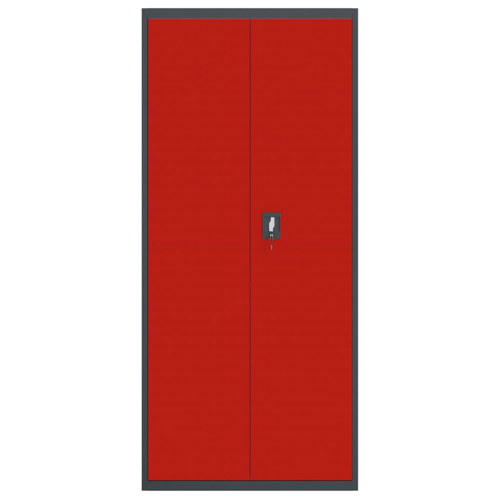 Armadio Classificatore Antracite e Rosso 90x40x200cm in Acciaio 339765