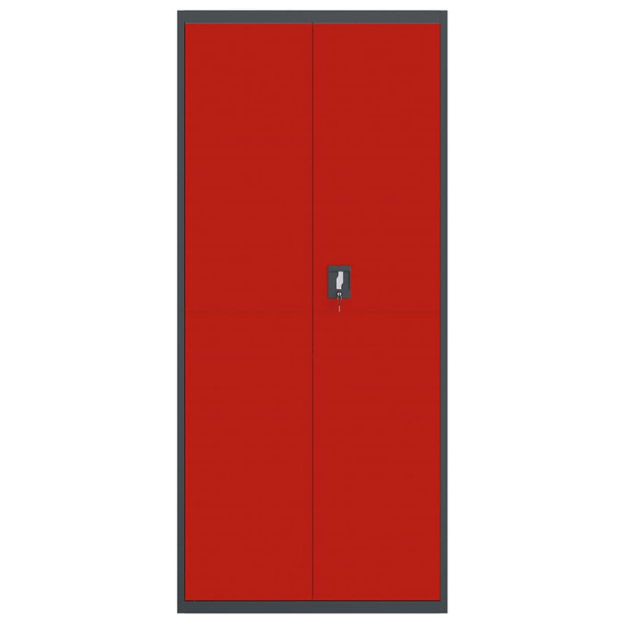 Armadio Classificatore Antracite e Rosso 90x40x200cm in Acciaio 339765