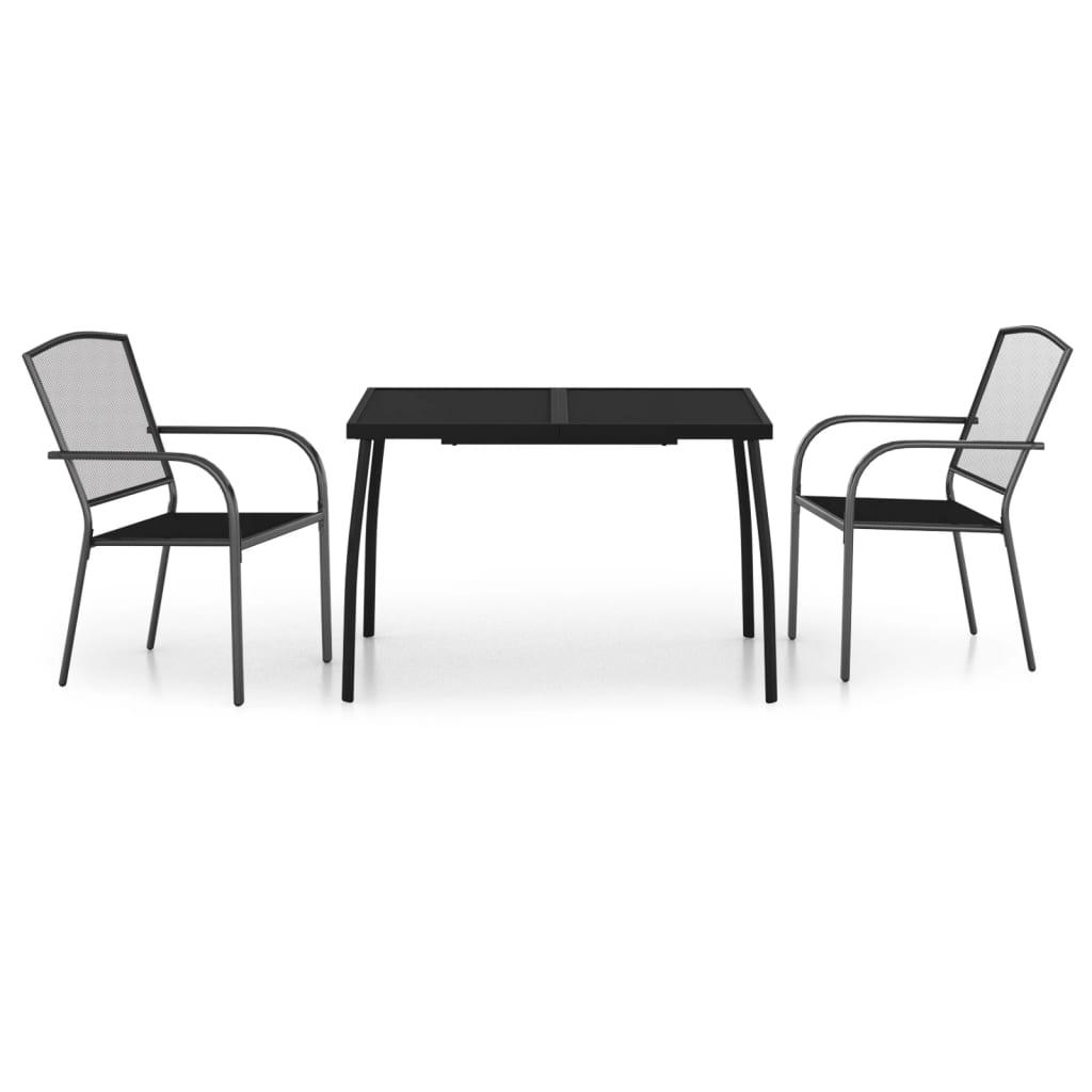 Set da Pranzo da Giardino 3 pz in Acciaio Antracitecod mxl 77286