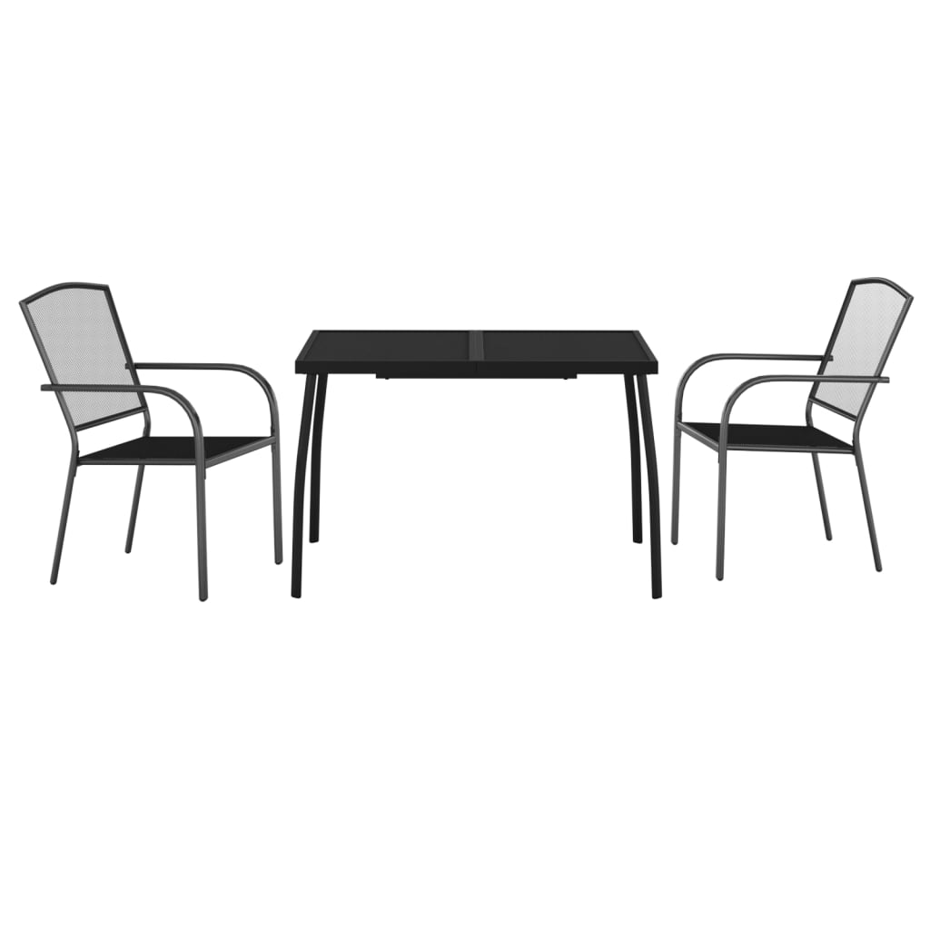 Set da Pranzo da Giardino 3 pz in Acciaio Antracitecod mxl 77286