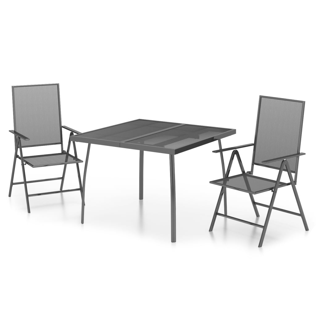 Set da Pranzo da Giardino 3 pz in Acciaio Antracitecod mxl 100724