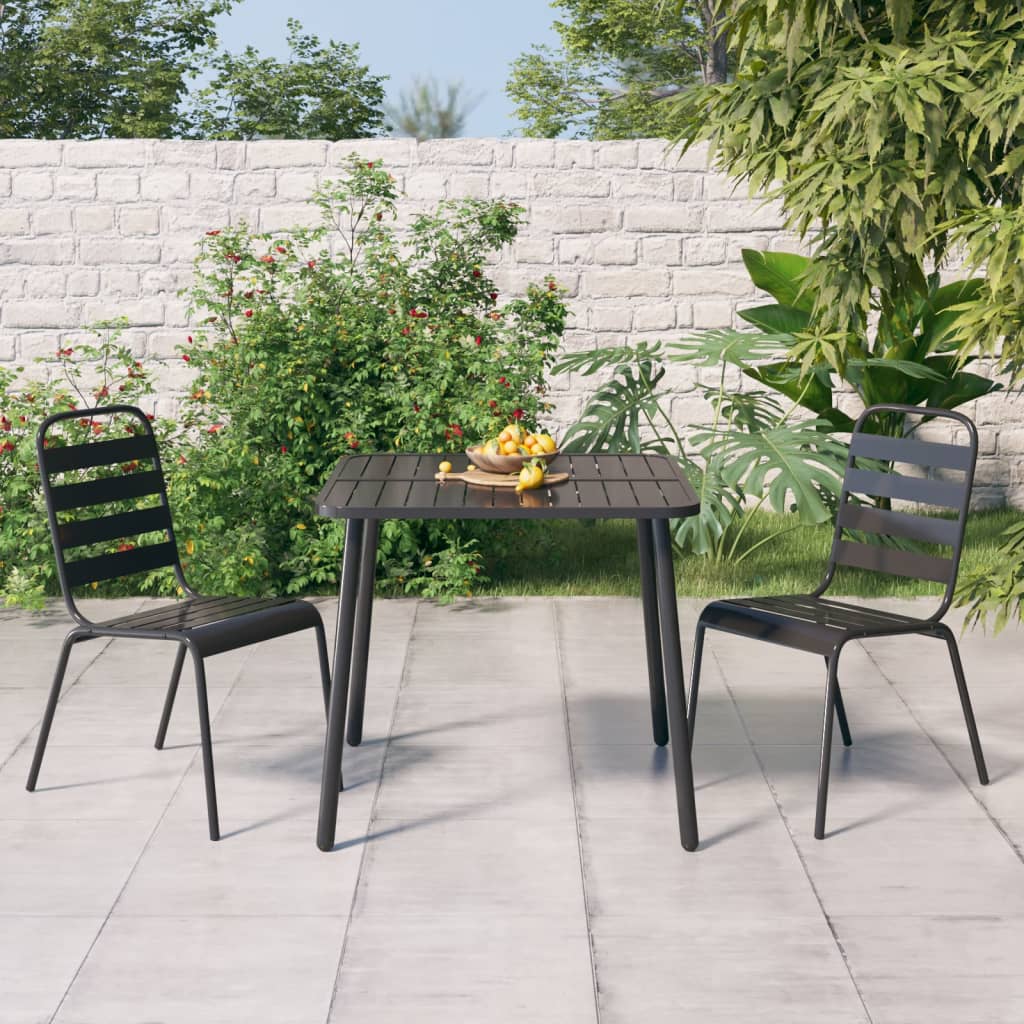 Set da Pranzo da Giardino 3 pz in Acciaio Antracitecod mxl 124633