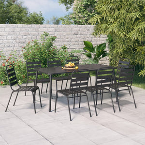 Set da Pranzo da Giardino 9 pz in Acciaio Antracite 3187994