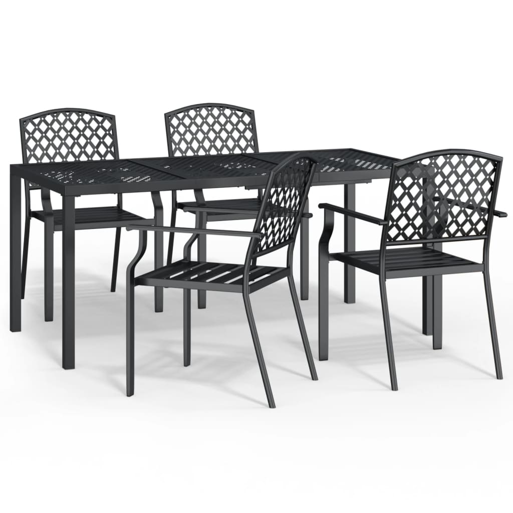 Set da Pranzo da Giardino 5 pz in Acciaio Antracitecod mxl 100689