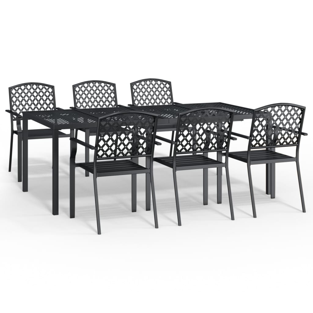 Set da Pranzo da Giardino 7 pz in Acciaio Antracitecod mxl 76762