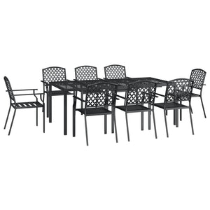 Set da Pranzo da Giardino 9 pz in Acciaio Antracitecod mxl 100700