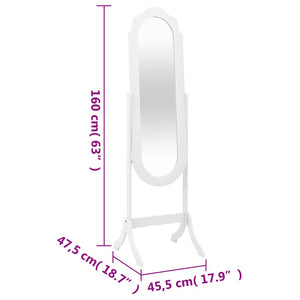 Specchio Autoportante Bianco 45,5x47,5x160 cm Legno Multistrato 353904