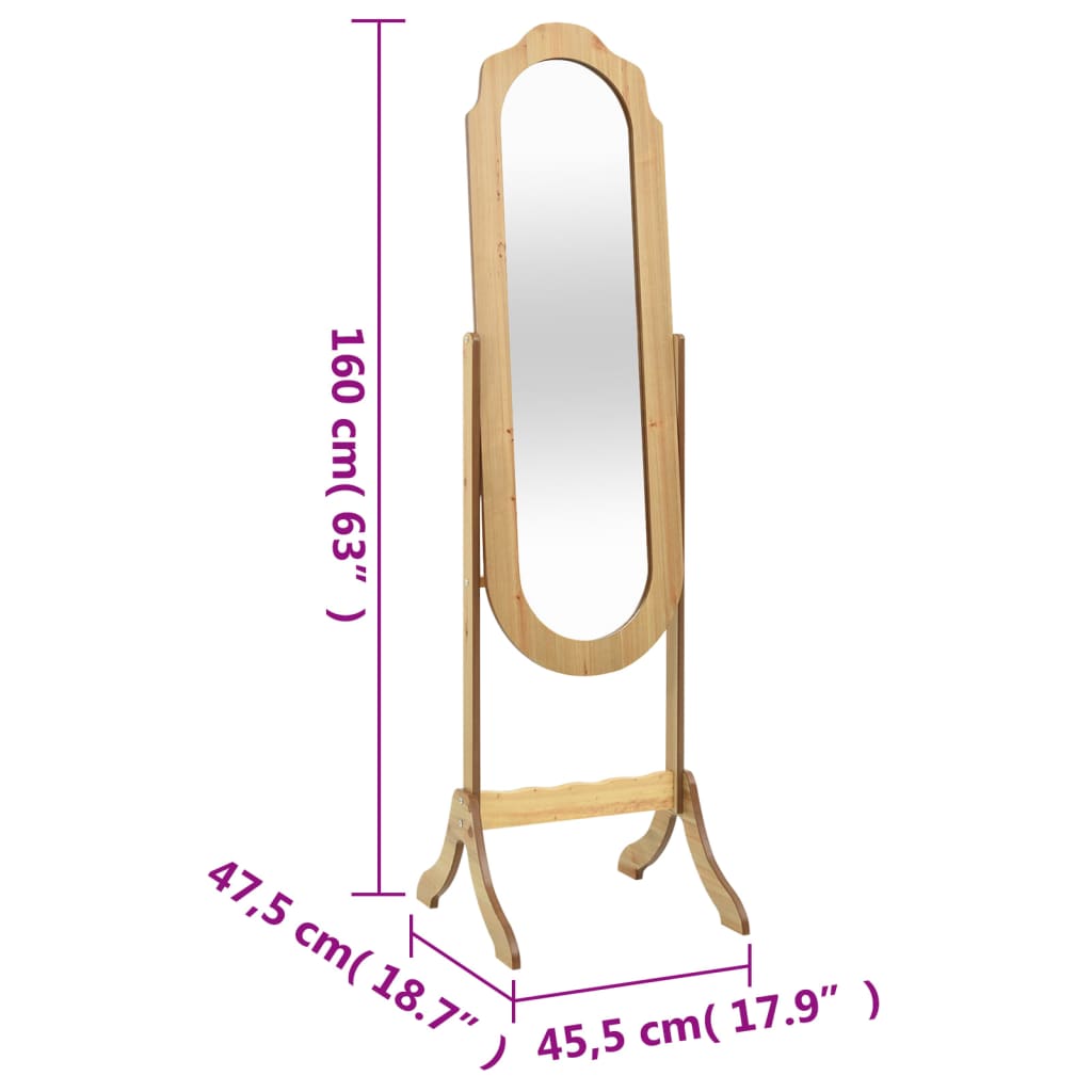 Specchio Autoportante 45,5x47,5x160 cm in Legno Multistrato 353905