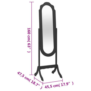 Specchio Autoportante Nero 45,5x47,5x160 cm Legno Multistrato 353906