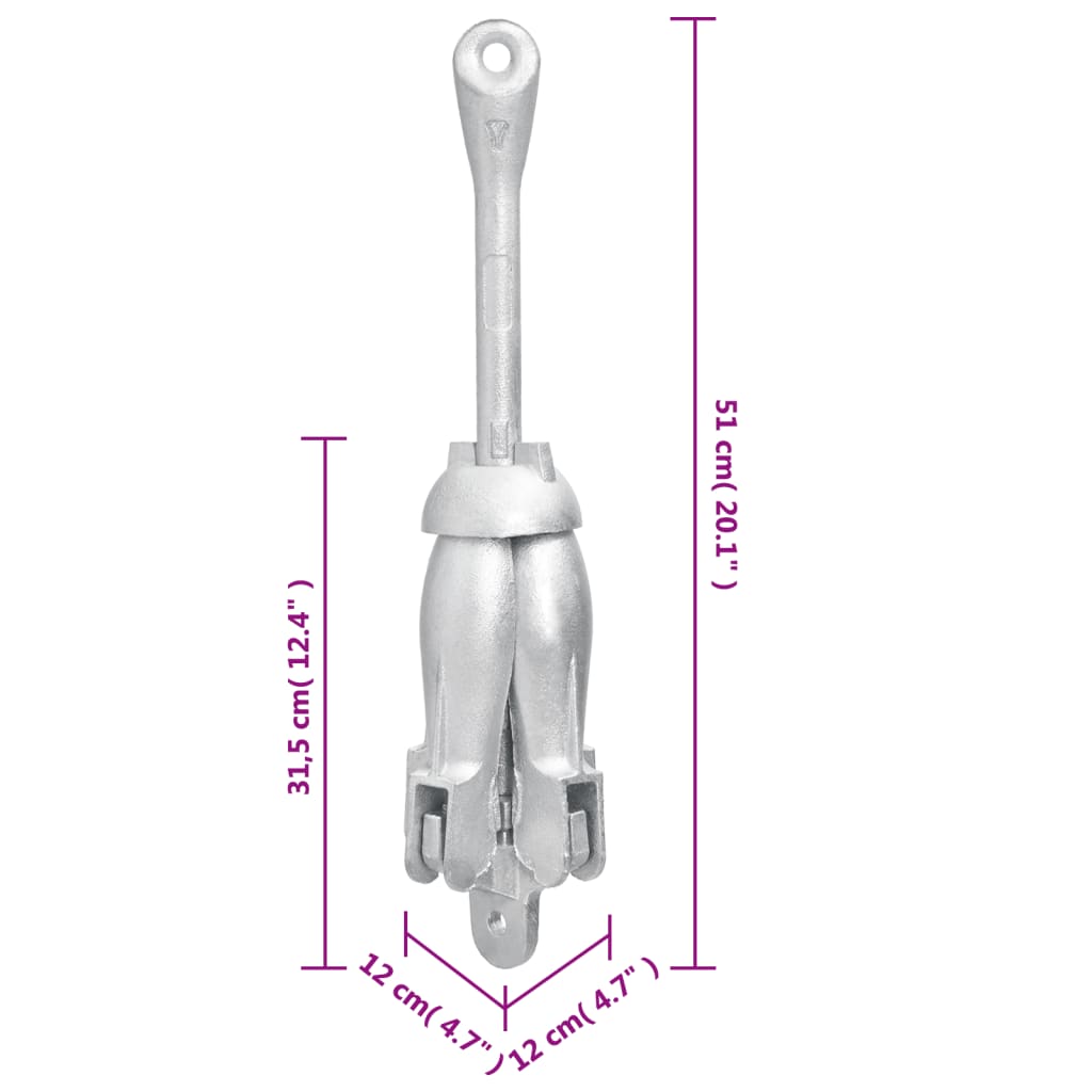 Ancora Pieghevole Argento 6 kg in Ferro Malleabile 94271