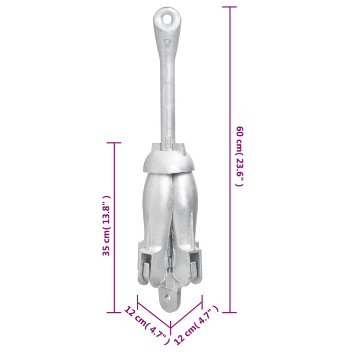 Ancora Pieghevole Argento 8 kg in Ferro Malleabile 94272