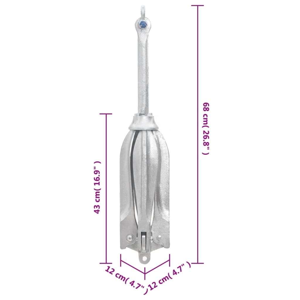 Ancora Pieghevole Argento 12 kg in Ferro Malleabile 94274