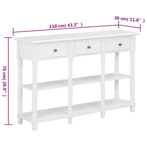 Tavolo Consolle Bianco 110x30x76 cm in Legno Multistrato 355222