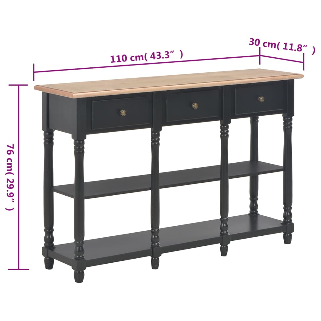 Tavolo Consolle Nero 110x30x76 cm in Legno Multistrato 354327