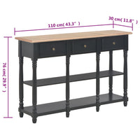 Tavolo Consolle Nero 110x30x76 cm in Legno Multistrato 354327