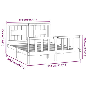 Giroletto Testiera Grigio Massello Pino 150x200cm 5FT King Size 3188173