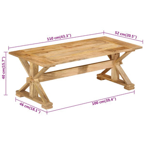 Tavolino da Salotto 110x52x40 cm in Legno Massello di Mango 354990