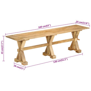 Panca 160x35x45 cm in Legno Massello di Mango 354992