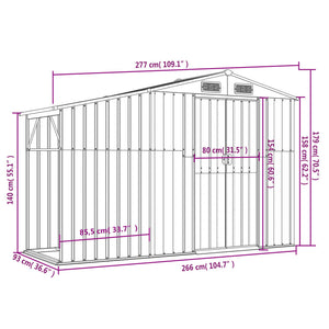 Capanno da Giardino Marrone 277x93x179 cm in Acciaio Zincato 364520