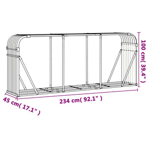 Portaceppi Grigio Chiaro 234x45x100 cm in Acciaio Zincato 364555