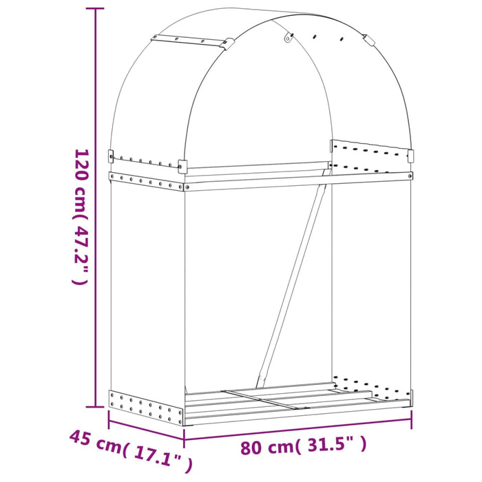 Portaceppi Antracite 80x45x120 cm in Acciaio Zincato 364559