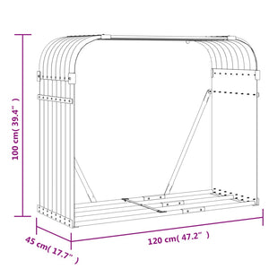 Portaceppi Antracite 120x45x100 cm in Acciaio Zincato 364563