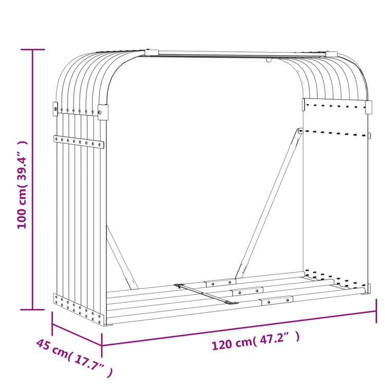 Portaceppi Antracite 120x45x100 cm in Acciaio Zincato 364563