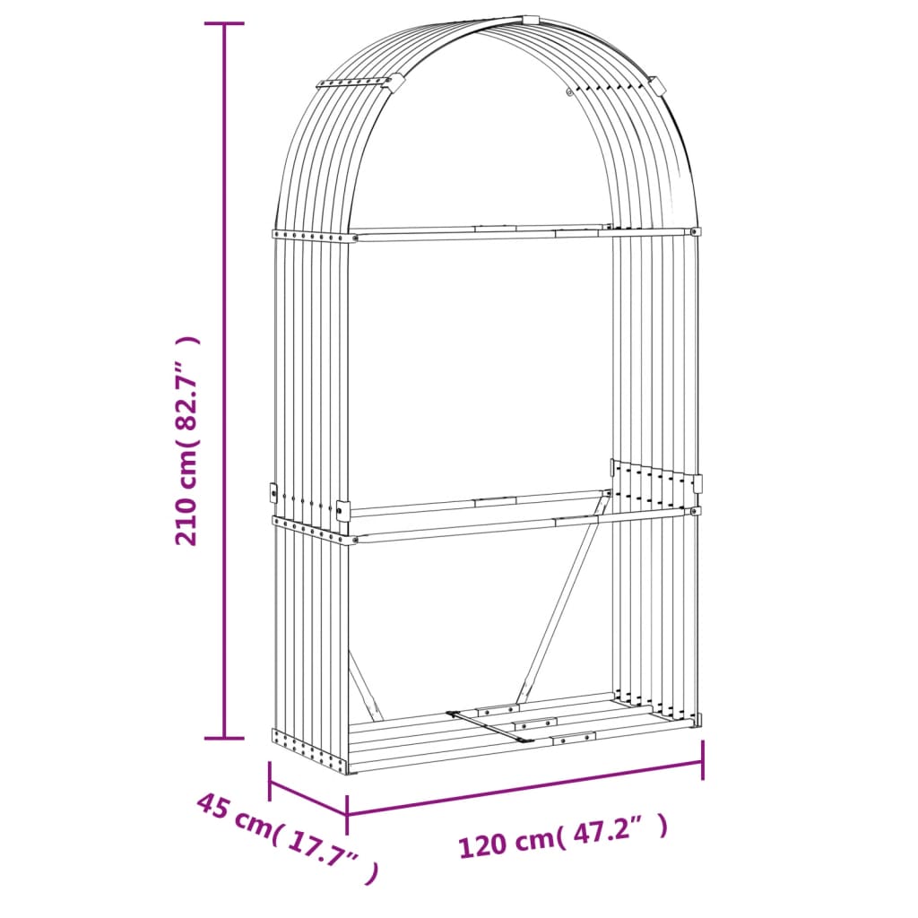 Portaceppi Marrone Chiaro 120x45x210 cm in Acciaio Zincato 364582