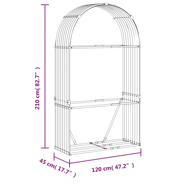 Portaceppi Marrone Chiaro 120x45x210 cm in Acciaio Zincato 364582