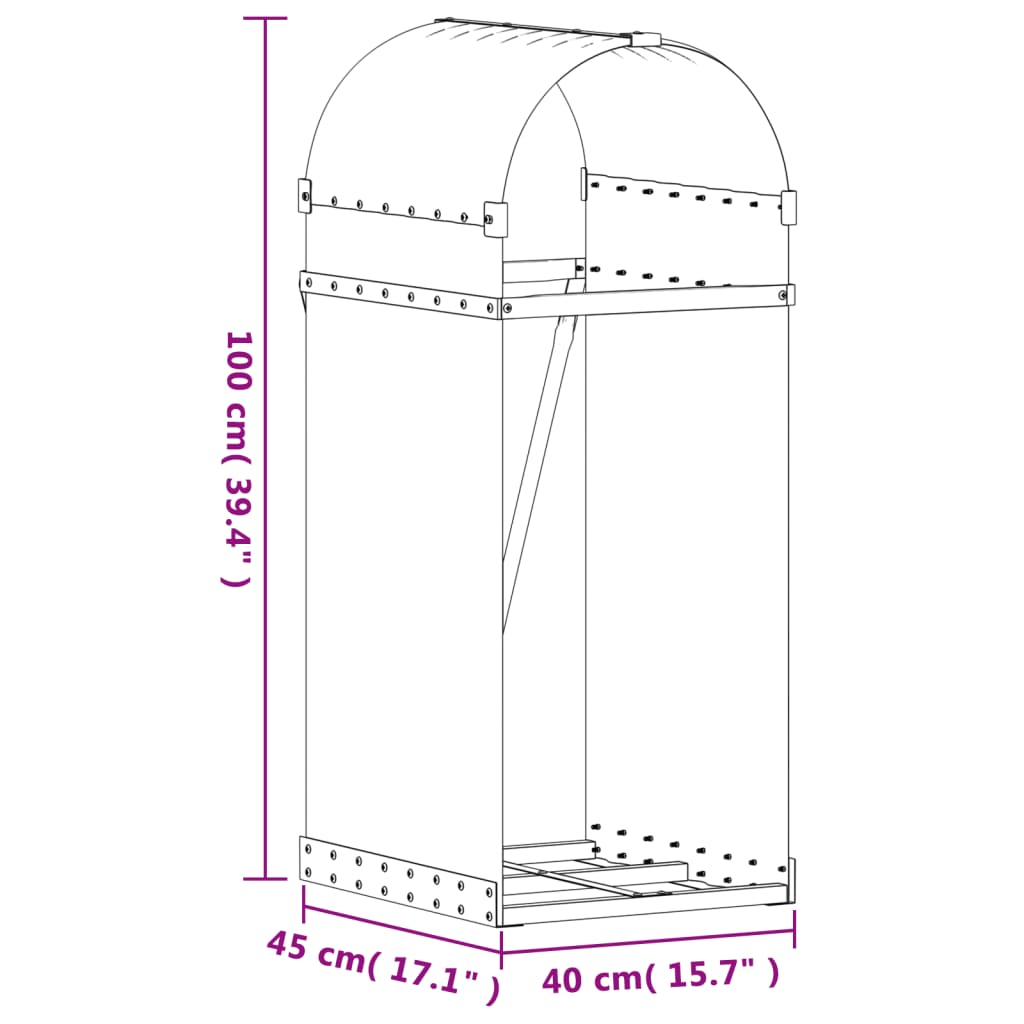 Portaceppi Argento 40x45x100 cm in Acciaio Zincato 364587