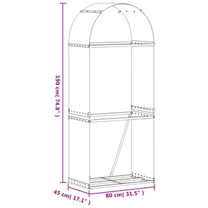 Portaceppi Argento 80x45x190 cm in Acciaio Zincato 364590