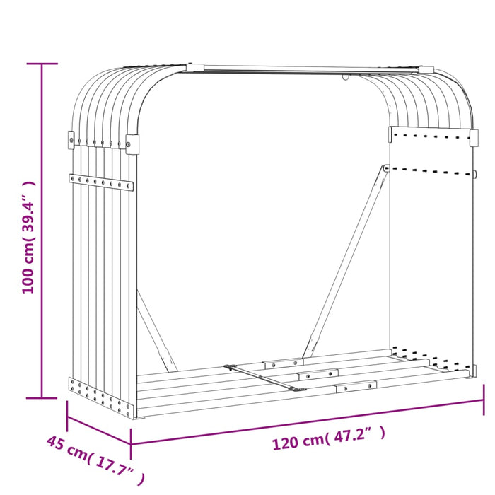 Portaceppi Argento 120x45x100 cm in Acciaio Zincato 364593