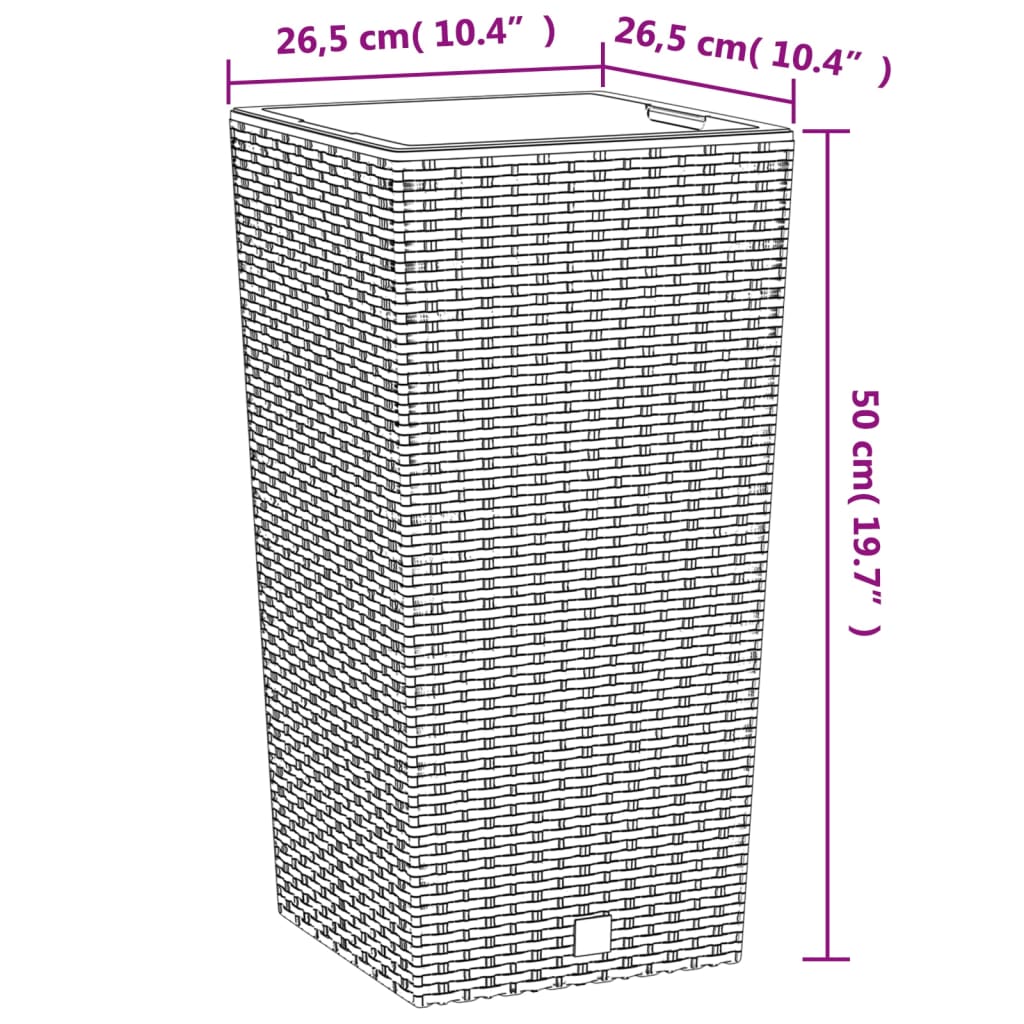 Fioriera con Interno Rimovibile Antracite 11 / 26,5 L PP Rattan 364673