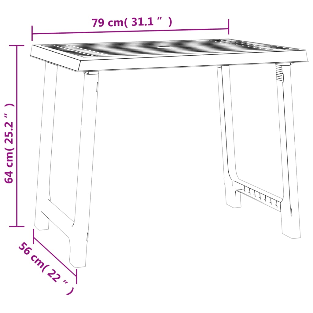 Tavolo da Campeggio Antracite 79x56x64cm in PP Aspetto in Legno 364735