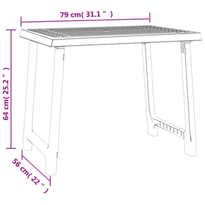 Tavolo da Campeggio Antracite 79x56x64cm in PP Aspetto in Legno 364735