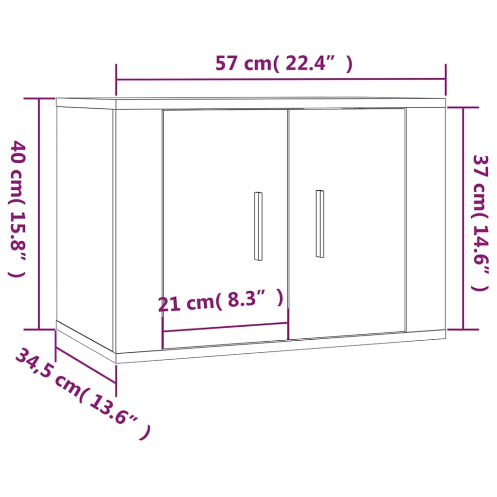 Mobili Porta TV a Parete 2 pz Bianco 57x34,5x40 cm 3188334