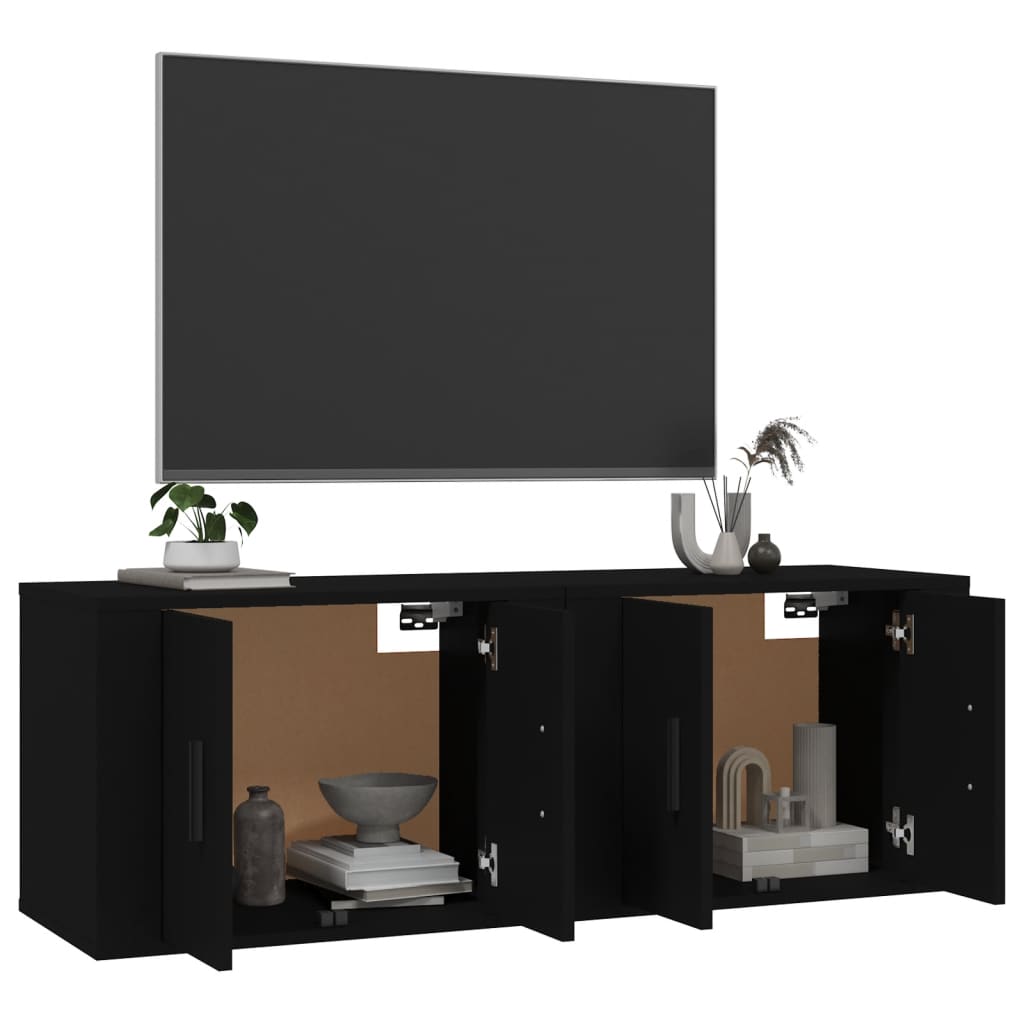 Mobili Porta TV a Parete 2 pz Nero 57x34,5x40 cmcod mxl 100747