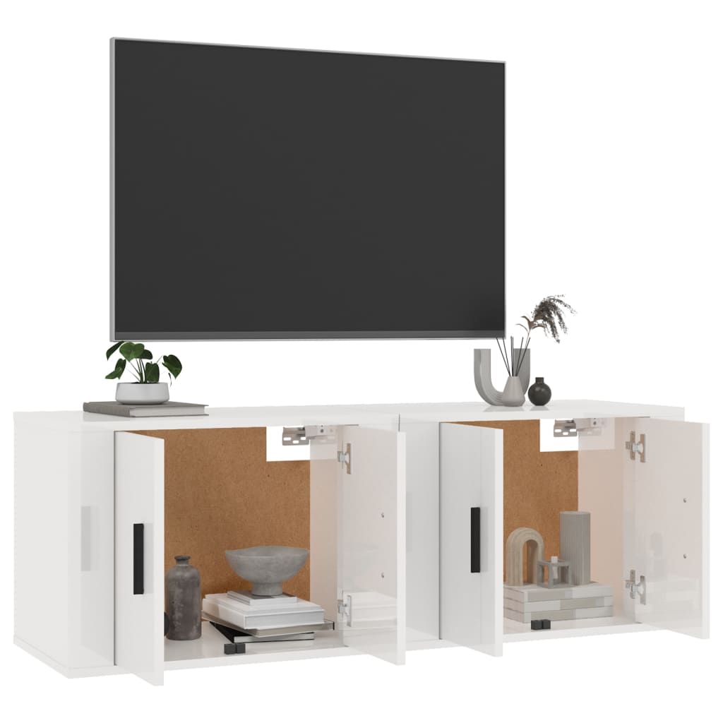 Mobili Porta TV a Parete 2 pz Bianco Lucido 57x34,5x40 cm 3188336