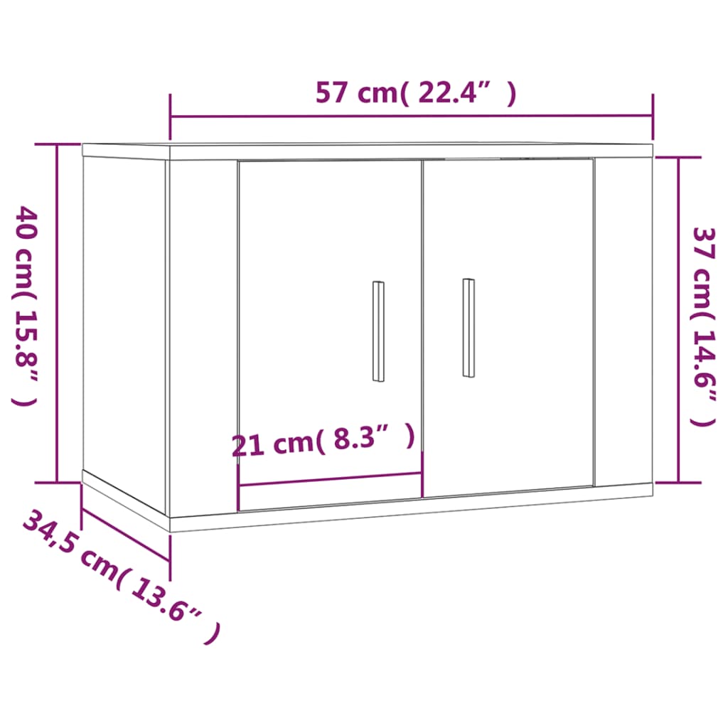 Mobili Porta TV a Parete 2 pz Bianco Lucido 57x34,5x40 cm 3188336