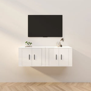 Mobili Porta TV a Parete 2 pz Bianco Lucido 57x34,5x40 cm 3188336