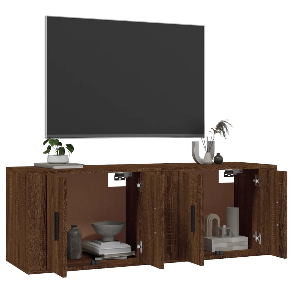 Mobili Porta TV a Parete 2 pz Rovere Marrone 57x34,5x40 cmcod mxl 77212