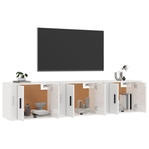 Mobili Porta TV a Parete 3 pz Bianco Lucido 57x34,5x40 cm 3188344