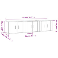 Mobili Porta TV a Parete 3 pz Bianco Lucido 57x34,5x40 cm 3188344