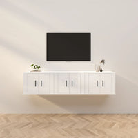 Mobili Porta TV a Parete 3 pz Bianco Lucido 57x34,5x40 cm 3188344