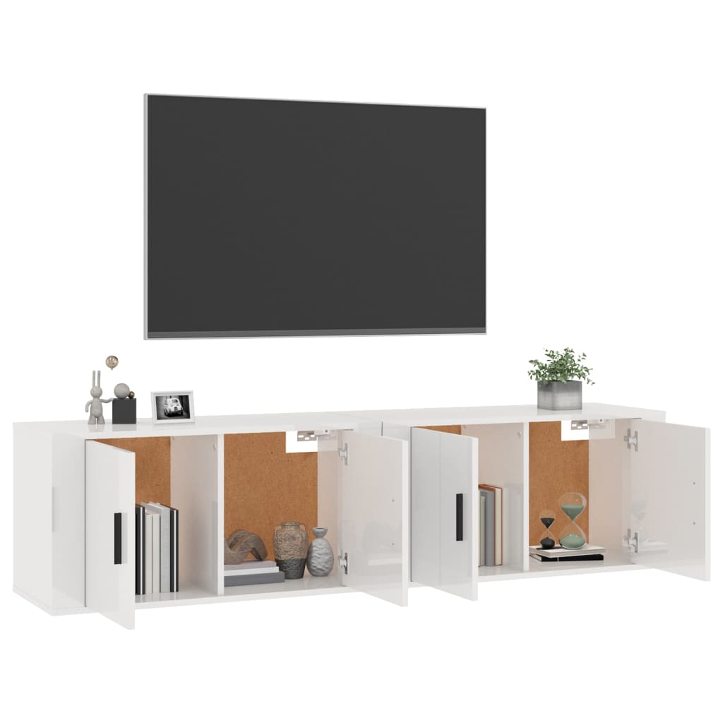 Mobili Porta TV a Parete 2 pz Bianco Lucido 80x34,5x40 cm 3188352