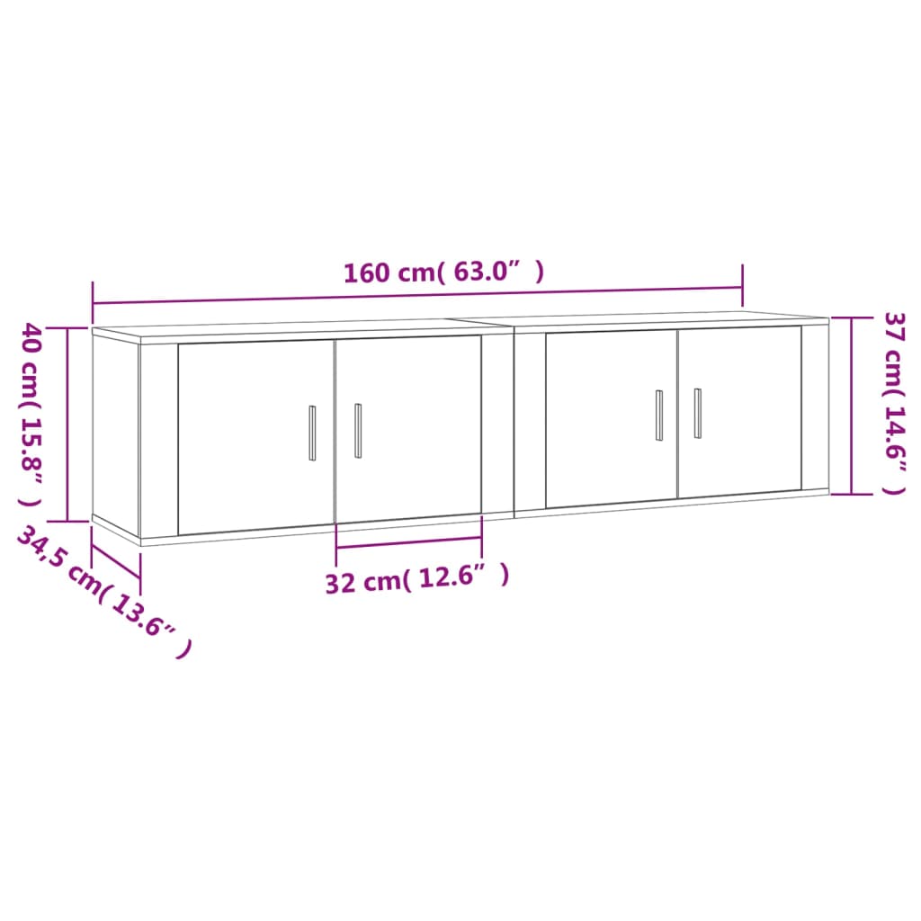 Mobili Porta TV a Parete 2 pz Bianco Lucido 80x34,5x40 cm 3188352