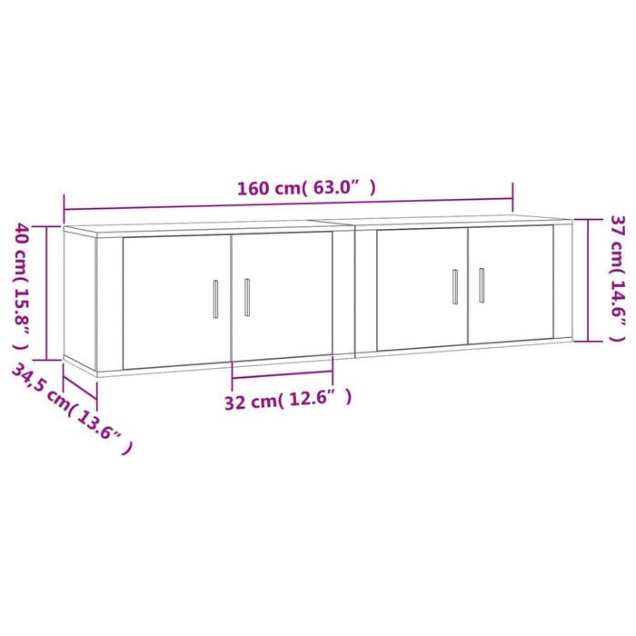 Mobili Porta TV a Parete 2 pz Bianco Lucido 80x34,5x40 cm 3188352