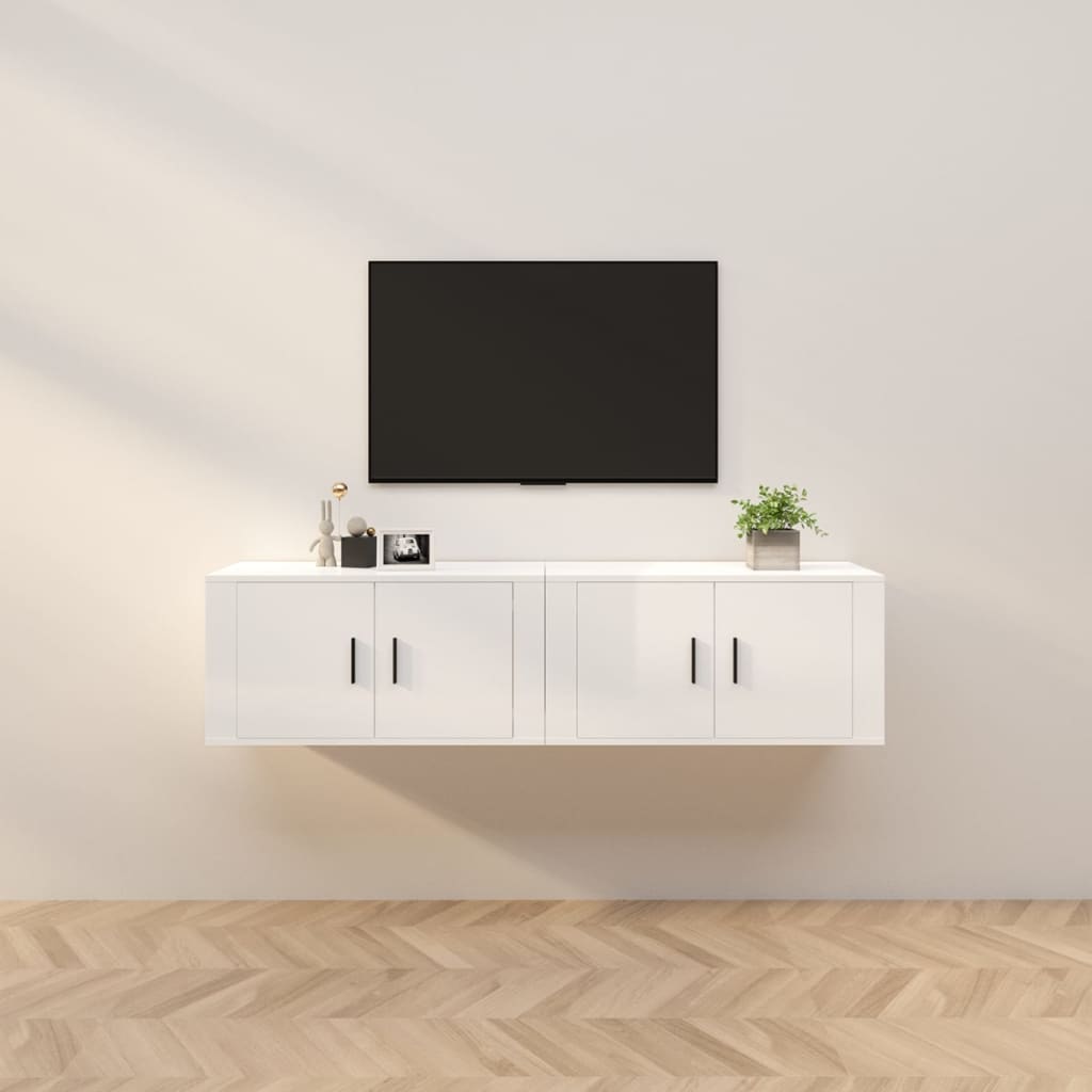 Mobili Porta TV a Parete 2 pz Bianco Lucido 80x34,5x40 cm 3188352