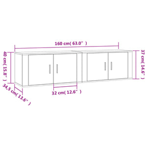 Mobili Porta TV a Parete 2 pz Rovere Marrone 80x34,5x40 cm 3188357